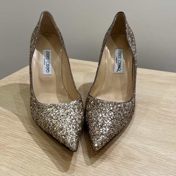 UNWORN AUTHENTIC Jimmy Choo Romy 100 Chunky Glitter Heel Size 40 MSRP $775 - Picture 3 of 8